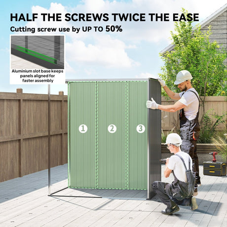 Outsunny 5 x 3.5ft Metal Garden Storage Shed with Effortless Assembly and 2 Pairs of Gloves, Waterproof Outdoor Shed, Light Grey - Dandys Landscape Supplies