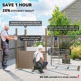 Outsunny 5 x 9ft Galvanised Metal Garden Shed with Foundation Kit, Outdoor Lean-to Shed, Tool Storage House with Lockable Doors, Gloves and 2 Air Vents for Patio, Garden, Brown - Dandys Landscape Supplies