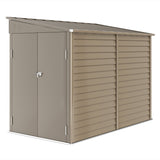 Outsunny 5 x 9ft Galvanised Metal Garden Shed with Foundation Kit, Outdoor Lean-to Shed, Tool Storage House with Lockable Doors, Gloves and 2 Air Vents for Patio, Garden, Brown - Dandys Landscape Supplies