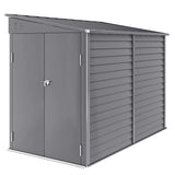 Outsunny 5 x 9ft Galvanised Metal Garden Shed with Foundation Kit, Outdoor Lean-to Shed, Tool Storage House with Lockable Doors, Gloves and 2 Air Vents for Patio, Garden, Grey - Dandys Landscape Supplies