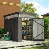 Outsunny 5.3 x 8.5ft Galvanised Steel Garden Shed, Metal Shed with Roof Windows, Leakage Holes and Lockable Wide Door for Outdoor Patio Tool Storage - Dandys Landscape Supplies