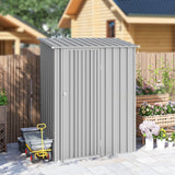 Outsunny 5ft x 3ft Garden Storage Shed, Outdoor Metal Shed with Sloped Roof, Aluminium Grey - Dandys Landscape Supplies