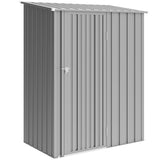 Outsunny 5ft x 3ft Garden Storage Shed, Outdoor Metal Shed with Sloped Roof, Aluminium Grey - Dandys Landscape Supplies