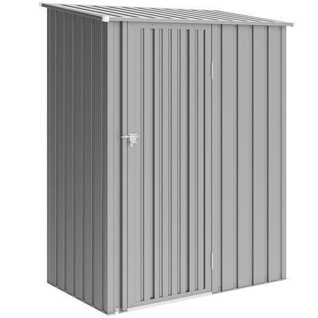 Outsunny 5ft x 3ft Garden Storage Shed, Outdoor Metal Shed with Sloped Roof, Aluminium Grey - Dandys Landscape Supplies