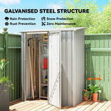Outsunny 5ft x 3ft Garden Storage Shed, Outdoor Metal Shed with Sloped Roof, Aluminium Grey - Dandys Landscape Supplies