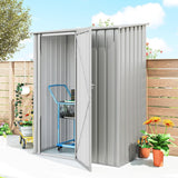 Outsunny 5ft x 3ft Garden Storage Shed, Outdoor Metal Shed with Sloped Roof, Aluminium Grey - Dandys Landscape Supplies