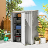 Outsunny 5ft x 3ft Garden Storage Shed, Outdoor Metal Shed with Sloped Roof, Aluminium Grey - Dandys Landscape Supplies