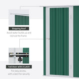 Outsunny 5ft x 3ft Metal Garden Storage Shed, Outdoor Tool Shed with Sloped Roof, Lockable Door for Tools, Equipment, Green - Dandys Landscape Supplies