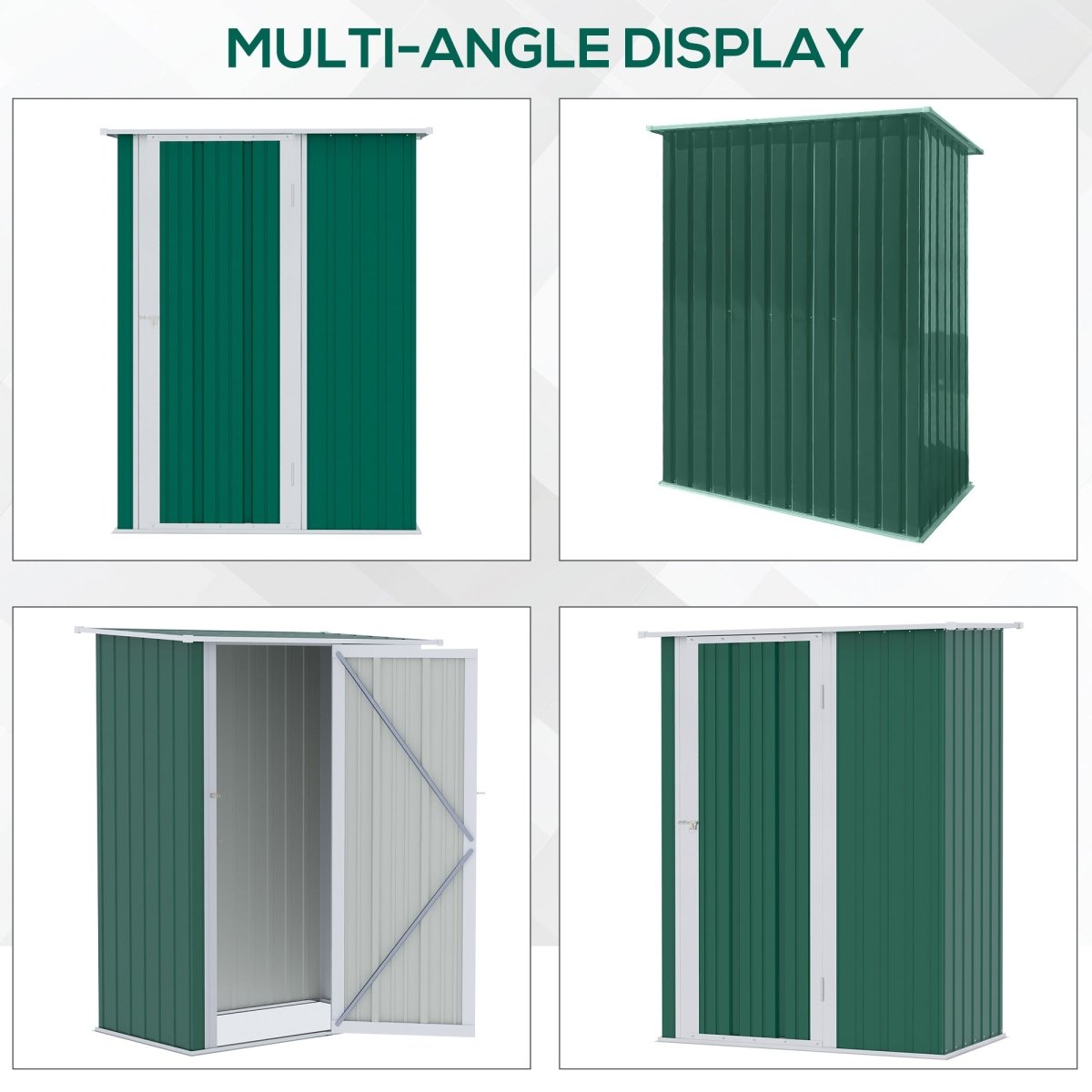Outsunny 5ft x 3ft Metal Garden Storage Shed, Outdoor Tool Shed with Sloped Roof, Lockable Door for Tools, Equipment, Green - Dandys Landscape Supplies