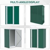 Outsunny 5ft x 3ft Metal Garden Storage Shed, Outdoor Tool Shed with Sloped Roof, Lockable Door for Tools, Equipment, Green - Dandys Landscape Supplies