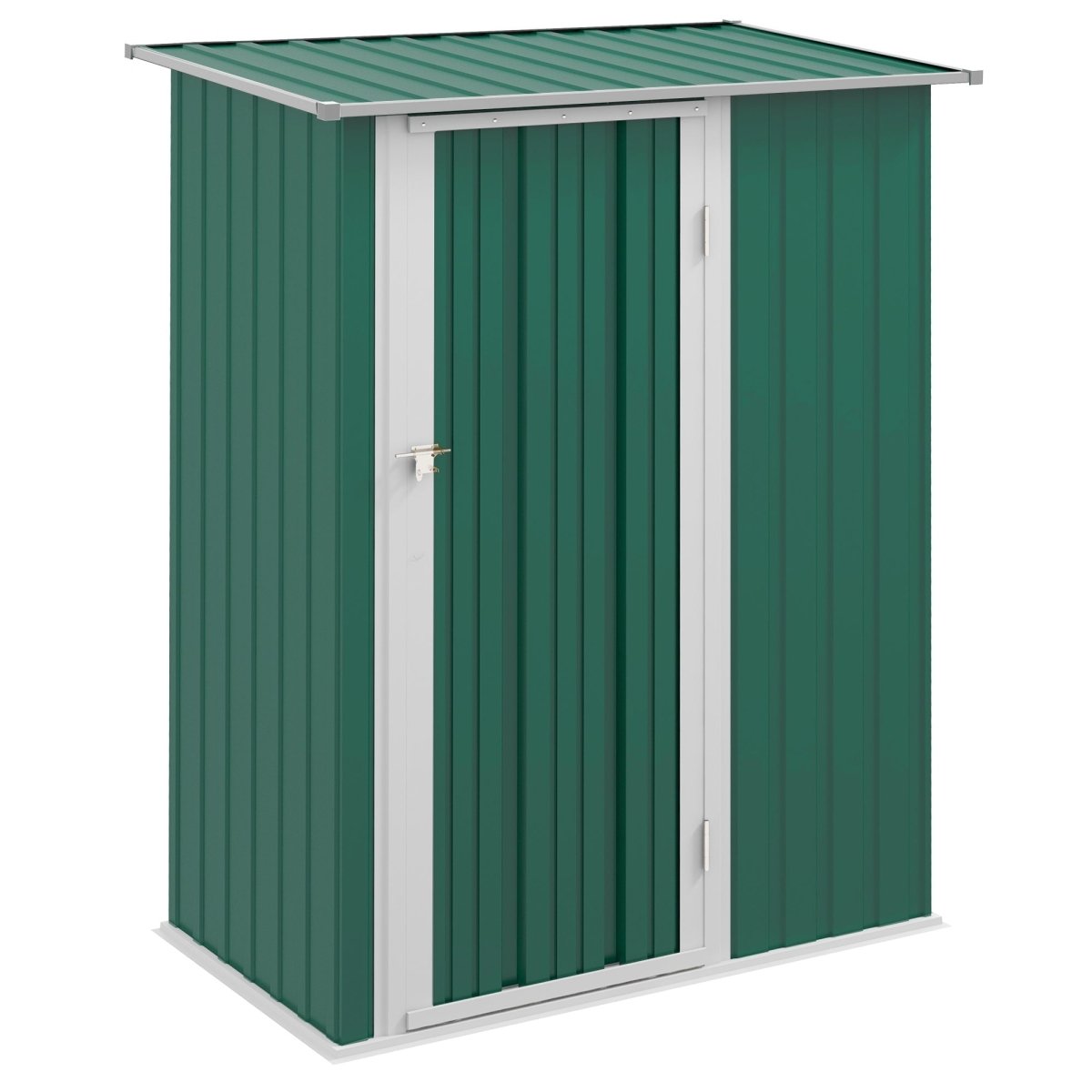 Outsunny 5ft x 3ft Metal Garden Storage Shed, Outdoor Tool Shed with Sloped Roof, Lockable Door for Tools, Equipment, Green - Dandys Landscape Supplies
