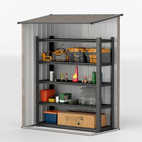 Outsunny 5ft x 3ft Metal Garden Storage Shed, Outdoor Tool Shed with Sloped Roof, Lockable Door for Tools, Equipment, Light Grey - Dandys Landscape Supplies