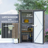 Outsunny 5ft x 3ft Metal Garden Storage Shed, Outdoor Tool Shed with Sloped Roof, Lockable Door for Tools, Equipment, Light Grey - Dandys Landscape Supplies