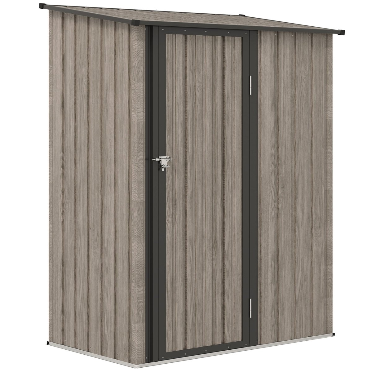 Outsunny 5ft x 3ft Metal Garden Storage Shed, Outdoor Tool Shed with Sloped Roof, Lockable Door for Tools, Equipment, Light Grey - Dandys Landscape Supplies