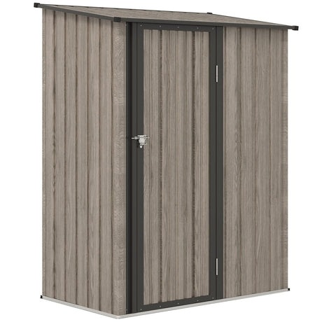 Outsunny 5ft x 3ft Metal Garden Storage Shed, Outdoor Tool Shed with Sloped Roof, Lockable Door for Tools, Equipment, Light Grey - Dandys Landscape Supplies