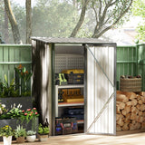 Outsunny 5ft x 3ft Metal Garden Storage Shed, Outdoor Tool Shed with Sloped Roof, Lockable Door for Tools, Equipment, Light Grey - Dandys Landscape Supplies