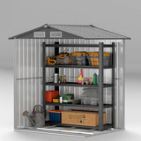 Outsunny 5ft x 4.3ft Outdoor Garden Storage Shed - Grey Wood Effect - Dandys Landscape Supplies