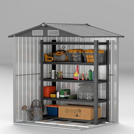 Outsunny 5ft x 4.3ft Outdoor Garden Storage Shed - Grey Wood Effect - Dandys Landscape Supplies
