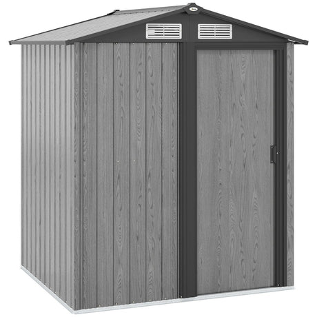 Outsunny 5ft x 4.3ft Outdoor Garden Storage Shed - Grey Wood Effect - Dandys Landscape Supplies