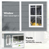 Outsunny 6 x 6 ft Plastic Garden Shed, Wood-Effect Outdoor Storage Shed with Floor, Windows, Lockable Doors and Vents, Grey - Dandys Landscape Supplies