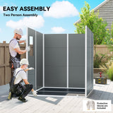 Outsunny 6 x 6 ft Plastic Garden Shed, Wood-Effect Outdoor Storage Shed with Floor, Windows, Lockable Doors and Vents, Grey - Dandys Landscape Supplies