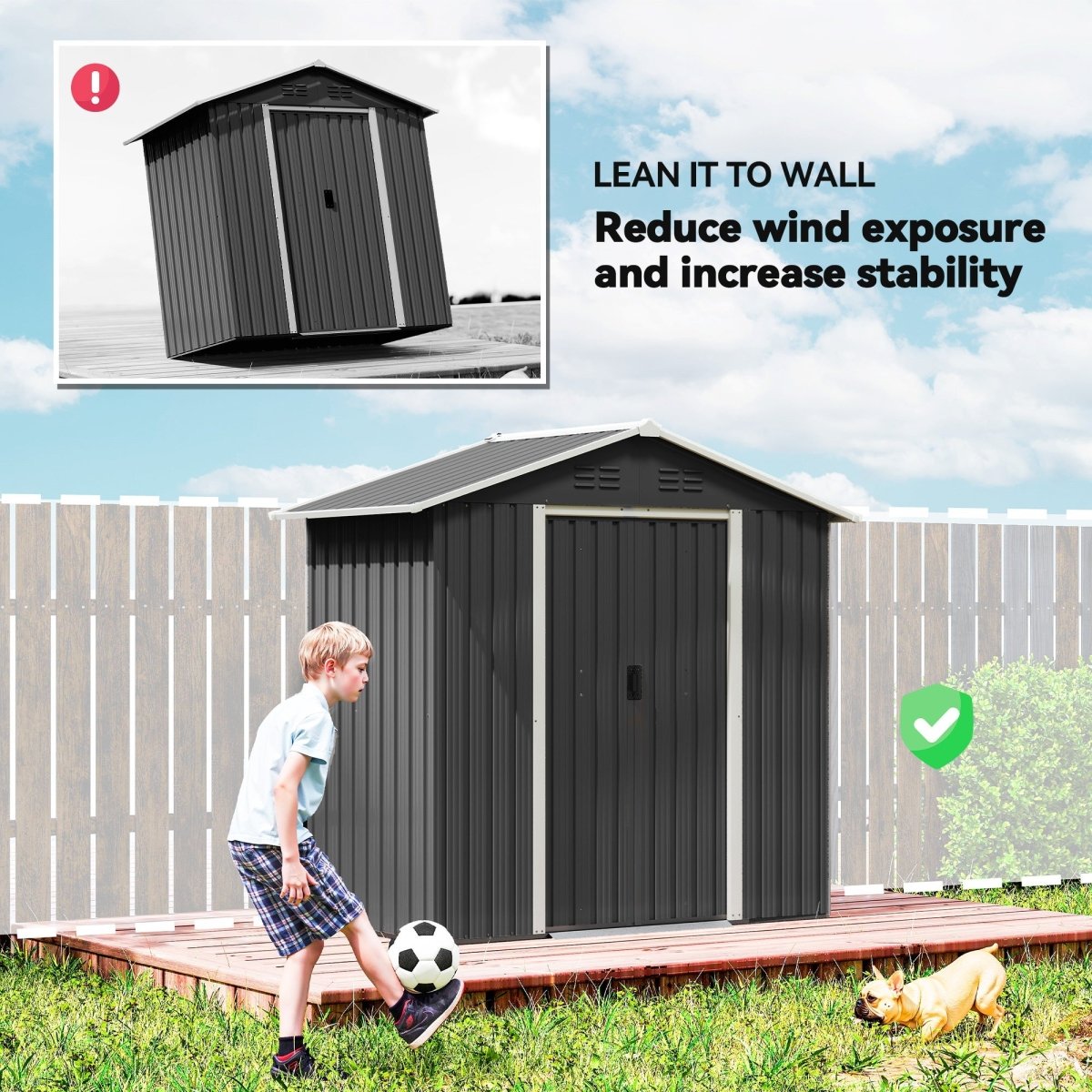 Outsunny 6.5 x 3.5ft Metal Garden Storage Shed - Dark Grey - Dandys Landscape Supplies