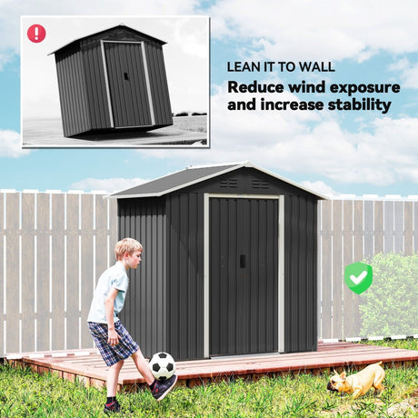 Outsunny 6.5 x 3.5ft Metal Garden Storage Shed - Dark Grey - Dandys Landscape Supplies