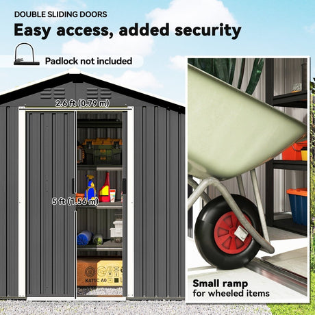 Outsunny 6.5 x 3.5ft Metal Garden Storage Shed - Dark Grey - Dandys Landscape Supplies