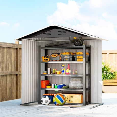 Outsunny 6.5 x 3.5ft Metal Garden Storage Shed - Dark Grey - Dandys Landscape Supplies