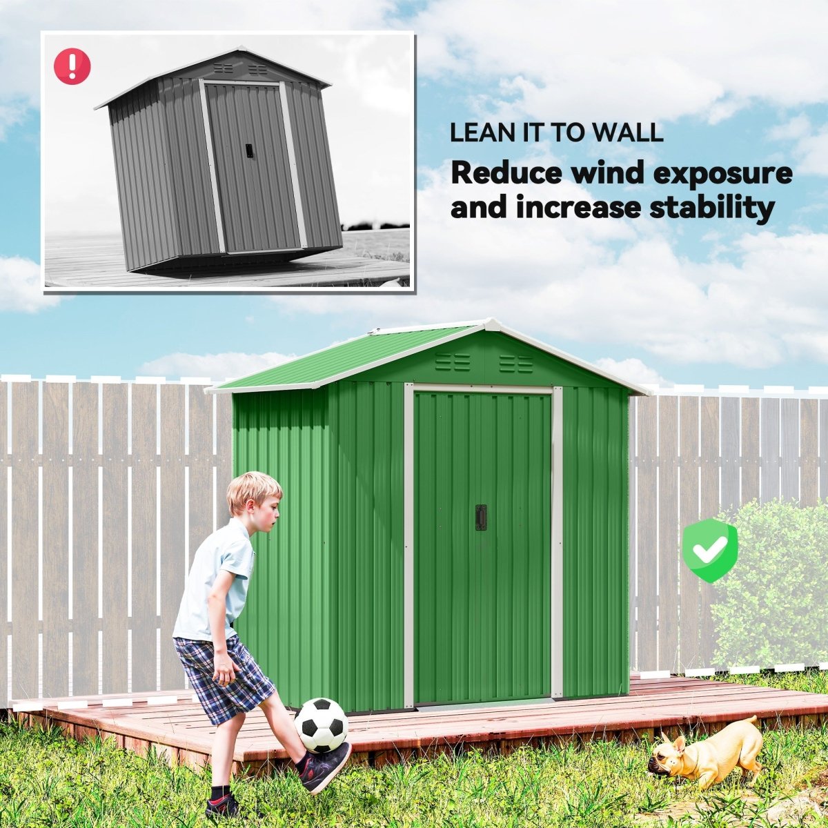 Outsunny 6.5 x 3.5ft Metal Garden Storage Shed - Green - Dandys Landscape Supplies