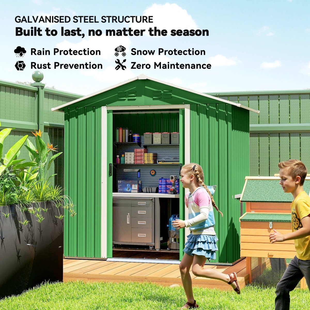 Outsunny 6.5 x 3.5ft Metal Garden Storage Shed - Green - Dandys Landscape Supplies