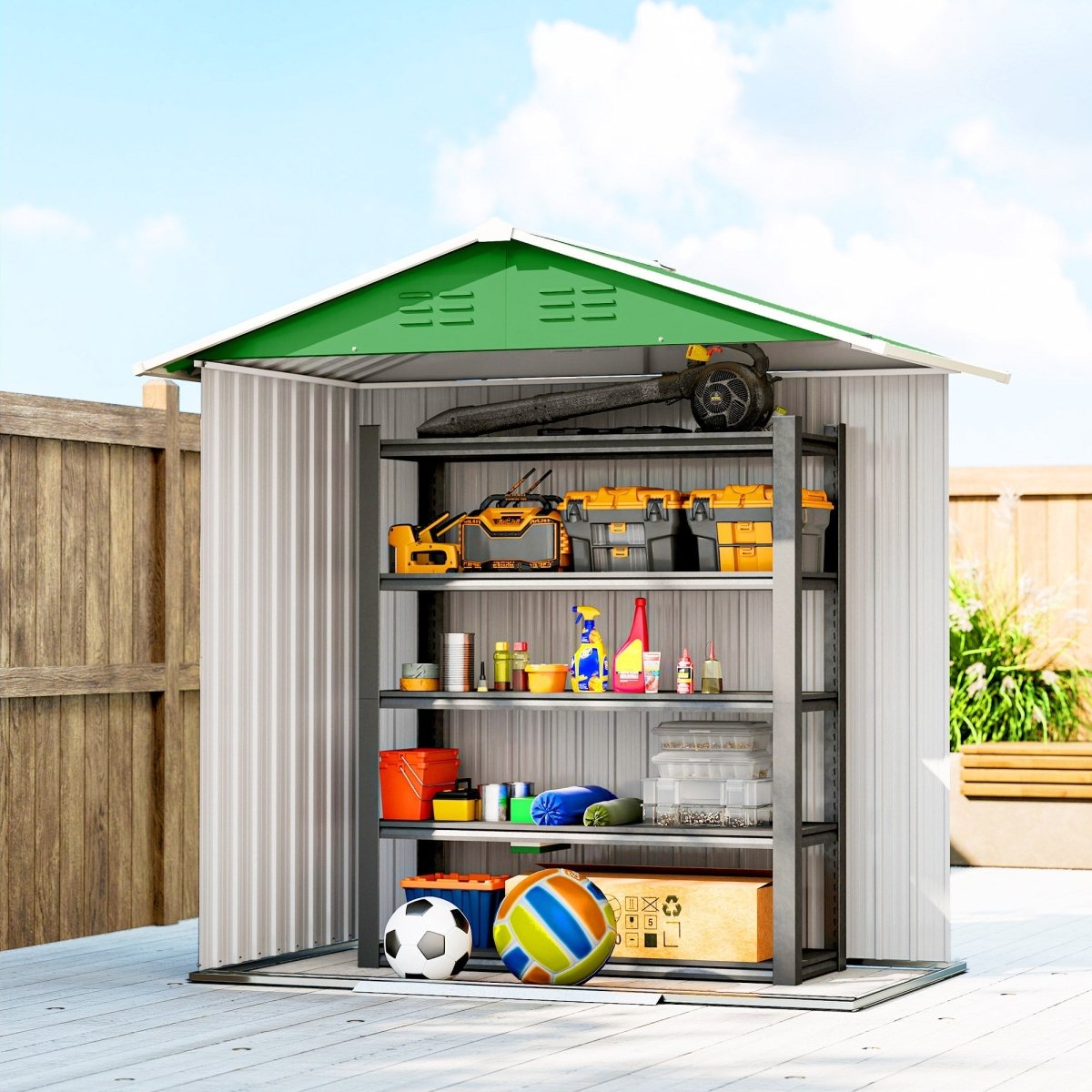 Outsunny 6.5 x 3.5ft Metal Garden Storage Shed - Green - Dandys Landscape Supplies