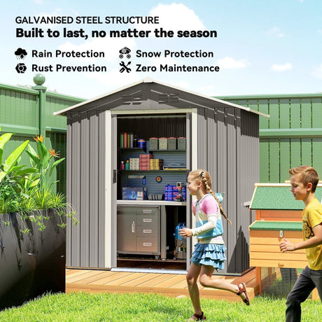 Outsunny 6.5 x 3.5ft Metal Garden Storage Shed - Light Grey - Dandys Landscape Supplies