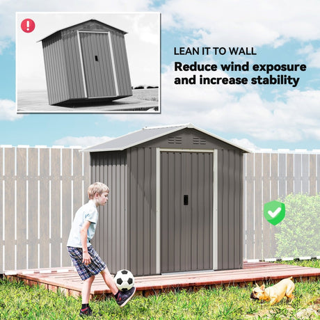 Outsunny 6.5 x 3.5ft Metal Garden Storage Shed - Light Grey - Dandys Landscape Supplies