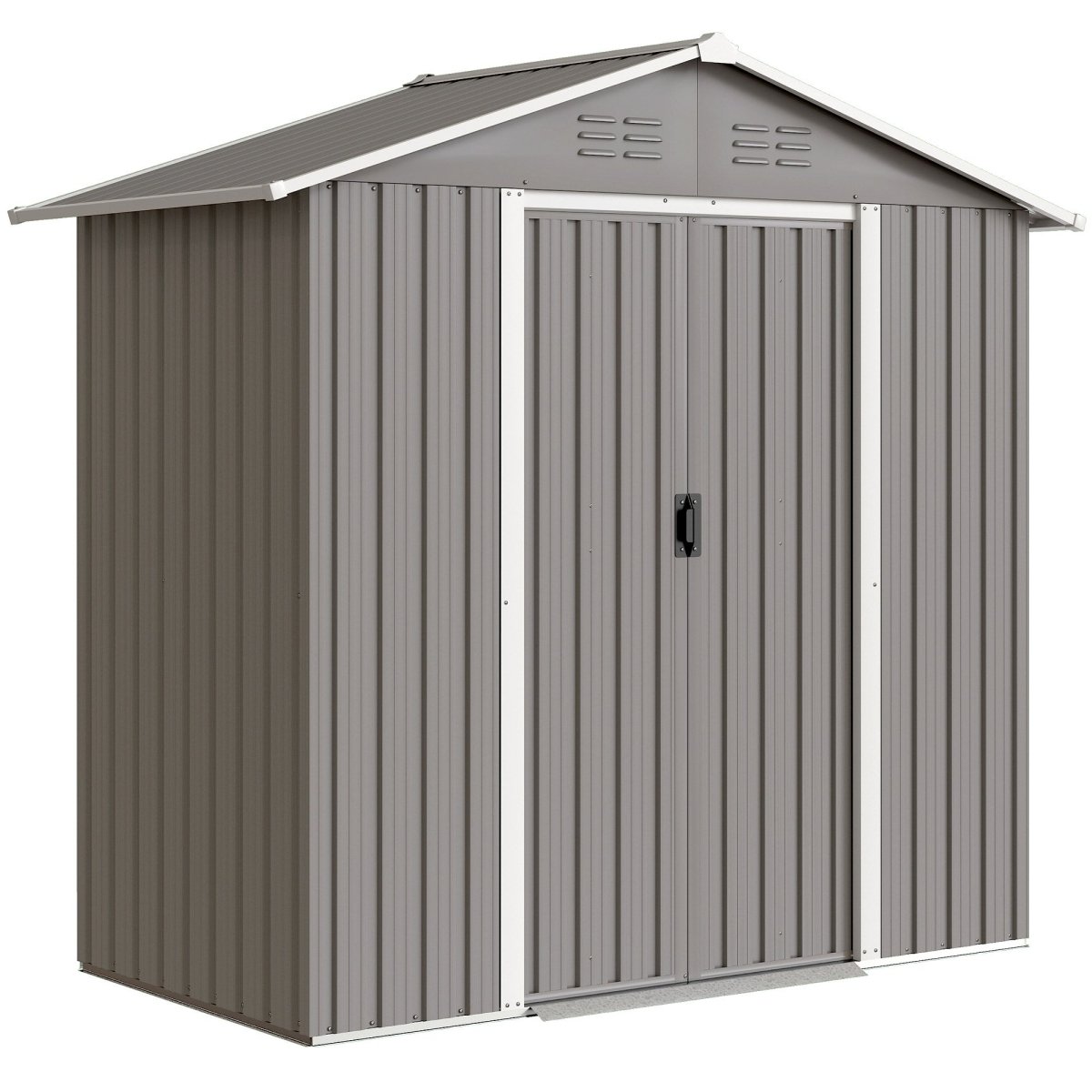 Outsunny 6.5 x 3.5ft Metal Garden Storage Shed - Light Grey - Dandys Landscape Supplies