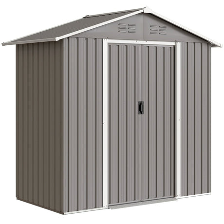 Outsunny 6.5 x 3.5ft Metal Garden Storage Shed - Light Grey - Dandys Landscape Supplies