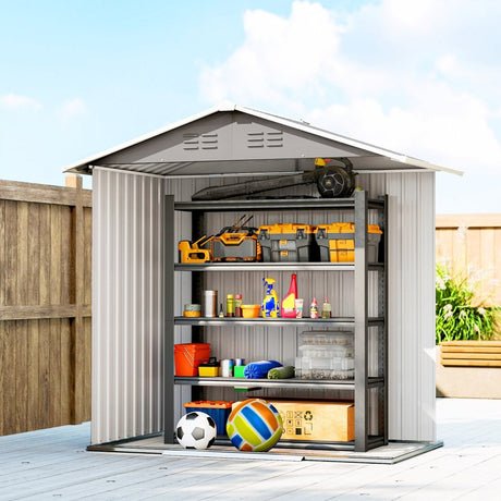 Outsunny 6.5 x 3.5ft Metal Garden Storage Shed - Light Grey - Dandys Landscape Supplies