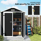 Outsunny 6'x4.5' Garden Storage Shed, Lockable Garden Shed with Double Doors, Window, Vent and Plastic Roof, Black - Dandys Landscape Supplies
