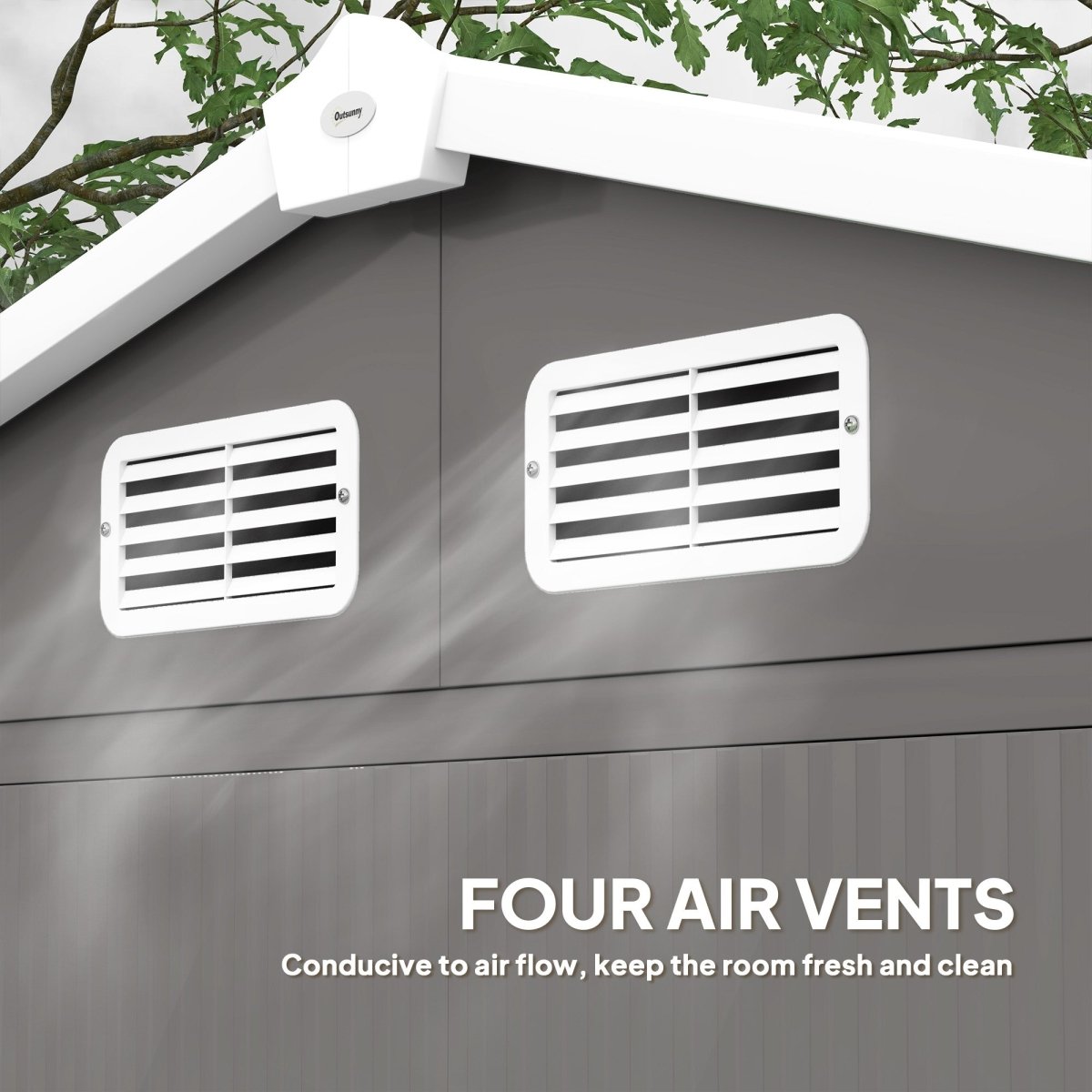Outsunny 7 x 4ft Garden Shed, Easy to Assemble, Upgraded Galvanised Steel Frame with Foundation Kit, Double Doors with Lock, Outdoor Metal Shed with Vents and Gloves, Garden Storage Shed, Light Grey - Dandys Landscape Supplies