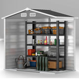 Outsunny 7 x 4ft Garden Shed, Easy to Assemble, Upgraded Galvanised Steel Frame with Foundation Kit, Double Doors with Lock, Outdoor Metal Shed with Vents and Gloves, Garden Storage Shed, Dark Grey - Dandys Landscape Supplies