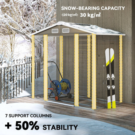 Outsunny 7 x 4ft Garden Shed, Easy to Assemble, Upgraded Galvanised Steel Frame with Foundation Kit, Double Doors with Lock, Outdoor Metal Shed with Vents and Gloves, Garden Storage Shed, Dark Grey - Dandys Landscape Supplies