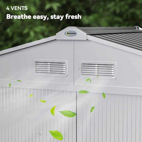 Outsunny 7 x 4ft Lockable Metal Garden Tool Storage Shed Storage - Light Grey - Dandys Landscape Supplies