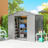 Outsunny 7 x 4ft Lockable Metal Garden Tool Storage Shed Storage - Light Grey - Dandys Landscape Supplies