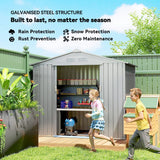 Outsunny 7 x 4ft Lockable Metal Garden Tool Storage Shed Storage - Light Grey - Dandys Landscape Supplies