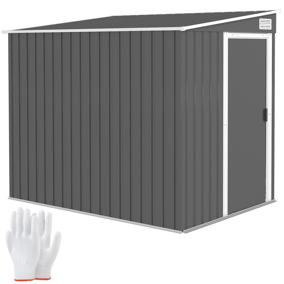 Outsunny 7 x 5ft Galvanised Metal Shed, with Sliding Door - Dark Grey - Dandys Landscape Supplies