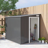 Outsunny 7 x 5ft Galvanised Metal Shed, with Sliding Door - Dark Grey - Dandys Landscape Supplies