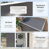 Outsunny 7 x 5ft Galvanised Metal Shed, with Sliding Door - Dark Grey - Dandys Landscape Supplies