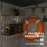 Outsunny 7 x 5ft Galvanised Metal Shed, with Sliding Door - Dark Grey - Dandys Landscape Supplies