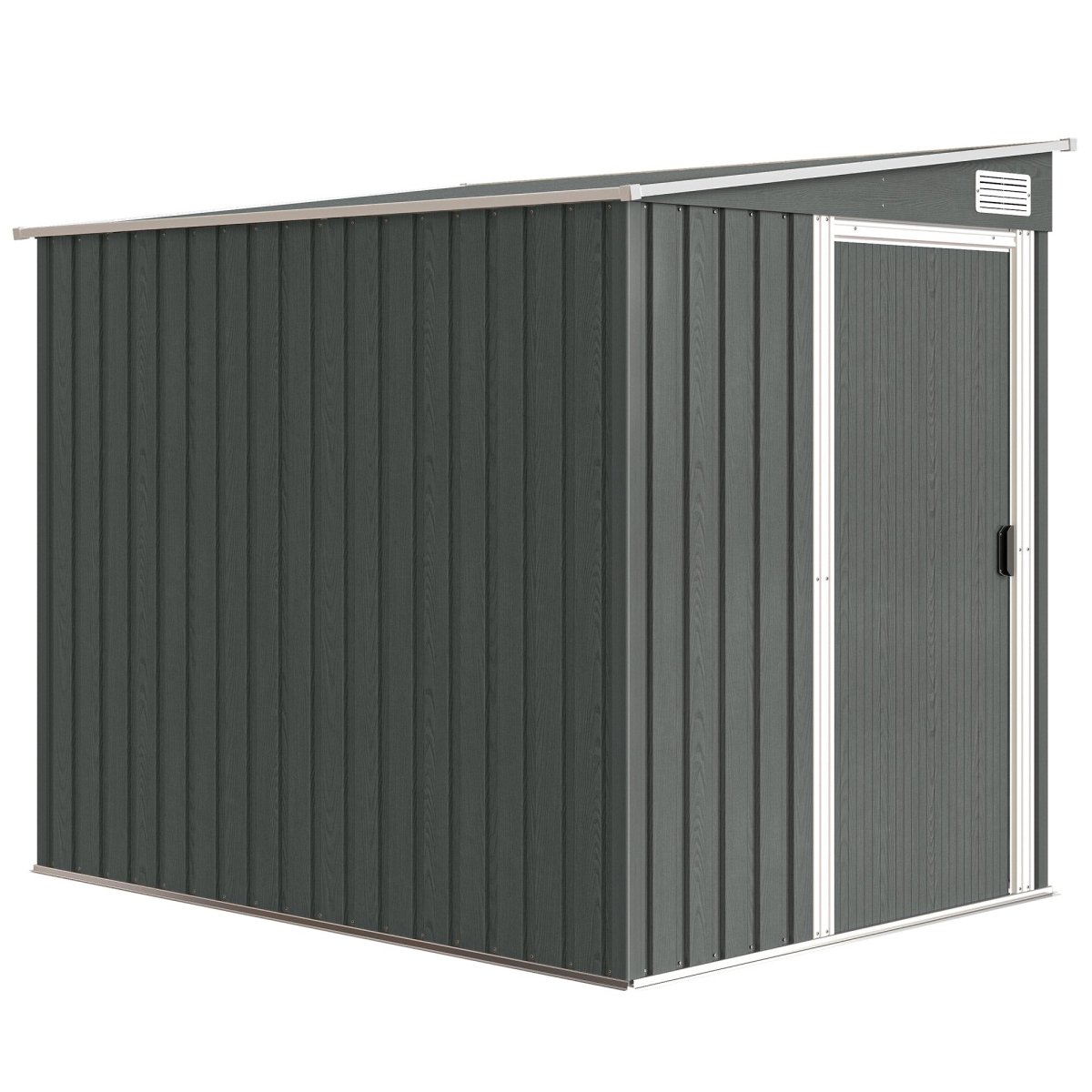 Outsunny 7 x 5ft Galvanised Metal Shed, with Sliding Door - Light Grey - Dandys Landscape Supplies