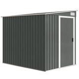 Outsunny 7 x 5ft Galvanised Metal Shed, with Sliding Door - Light Grey - Dandys Landscape Supplies